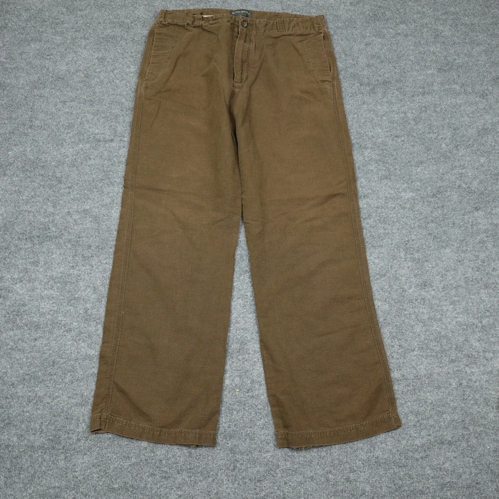 Vintage Banana Republic Pants Mens 36x32 Brown Linen Blend Straight Leg Casual